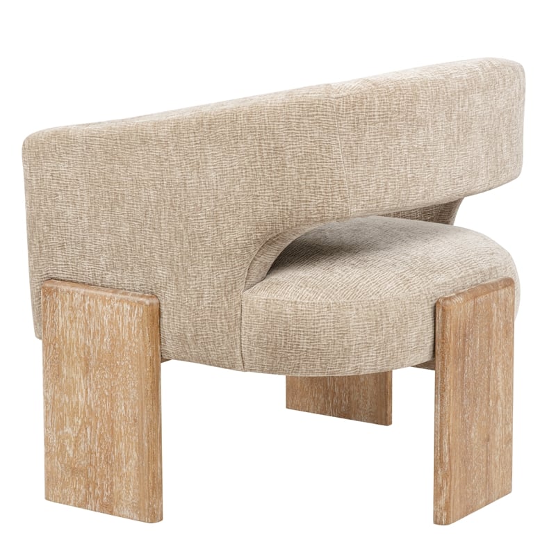 Tess Accent Chair in Modern Manchester Beige Ribbed Linen on Solid Wood