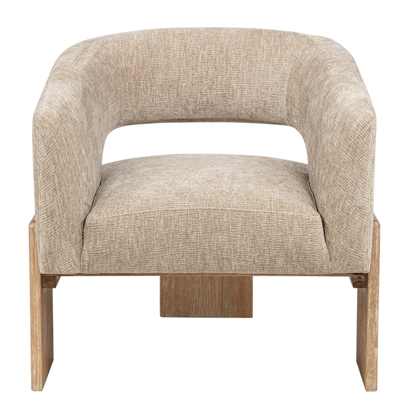Tess Accent Chair in Modern Manchester Beige Ribbed Linen on Solid Wood