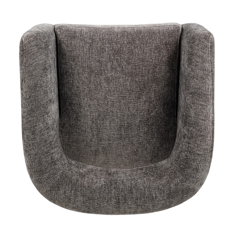 Tess Accent Chair in Modern Crystal Black Ribbed Linen on Solid Wood