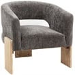Tess Accent Chair in Modern Crystal Black Ribbed Linen on Solid Wood