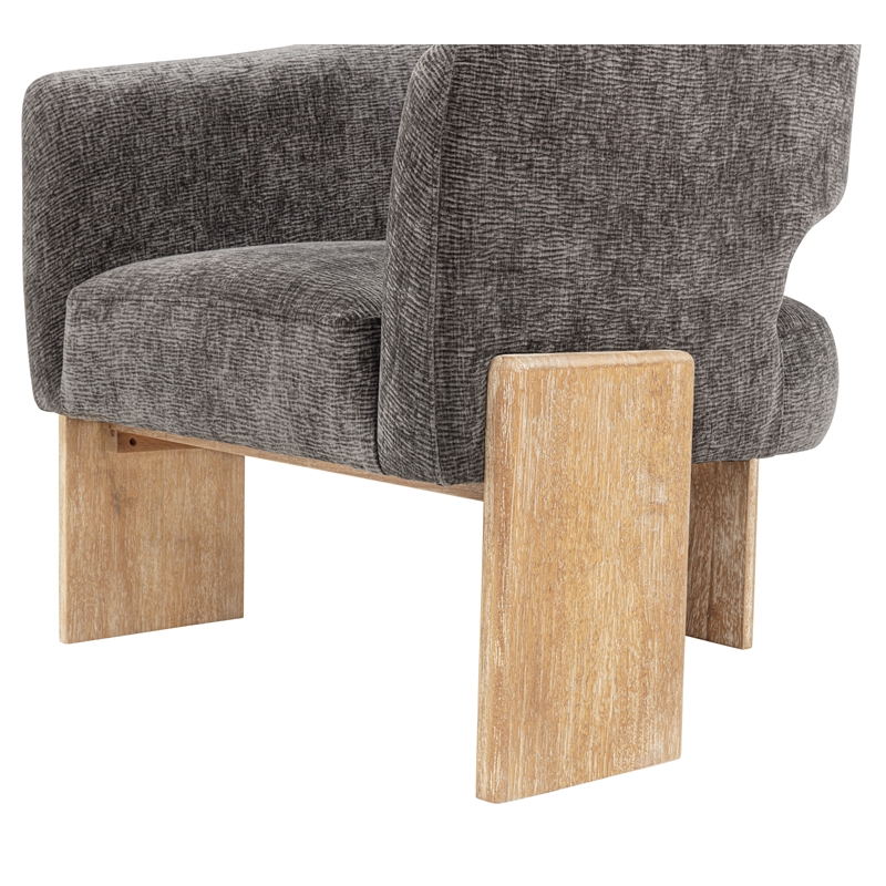 Tess Accent Chair in Modern Crystal Black Ribbed Linen on Solid Wood