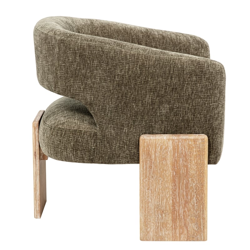 Tess Accent Chair in Modern Garden Green Ribbed Linen on Solid Wood
