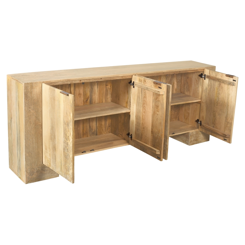 Goliath 4-Door Sideboard in Modern Natural Finish on Mango Solid Wood