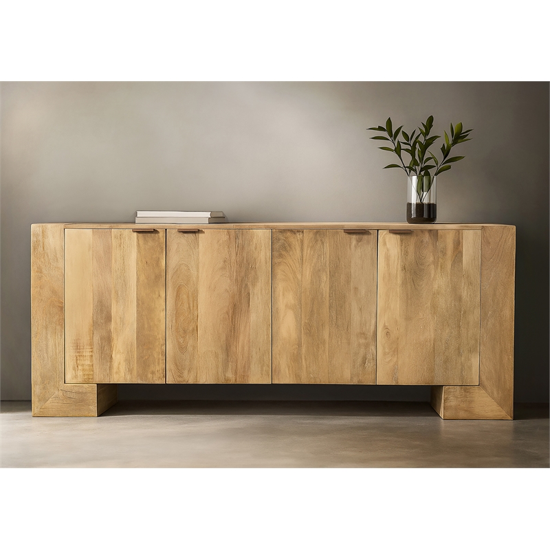 Goliath 4-Door Sideboard in Modern Natural Finish on Mango Solid Wood
