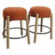 Natalia Counter Stool in Mid-century Modern Rust Boucle Fabric 2-Piece Set