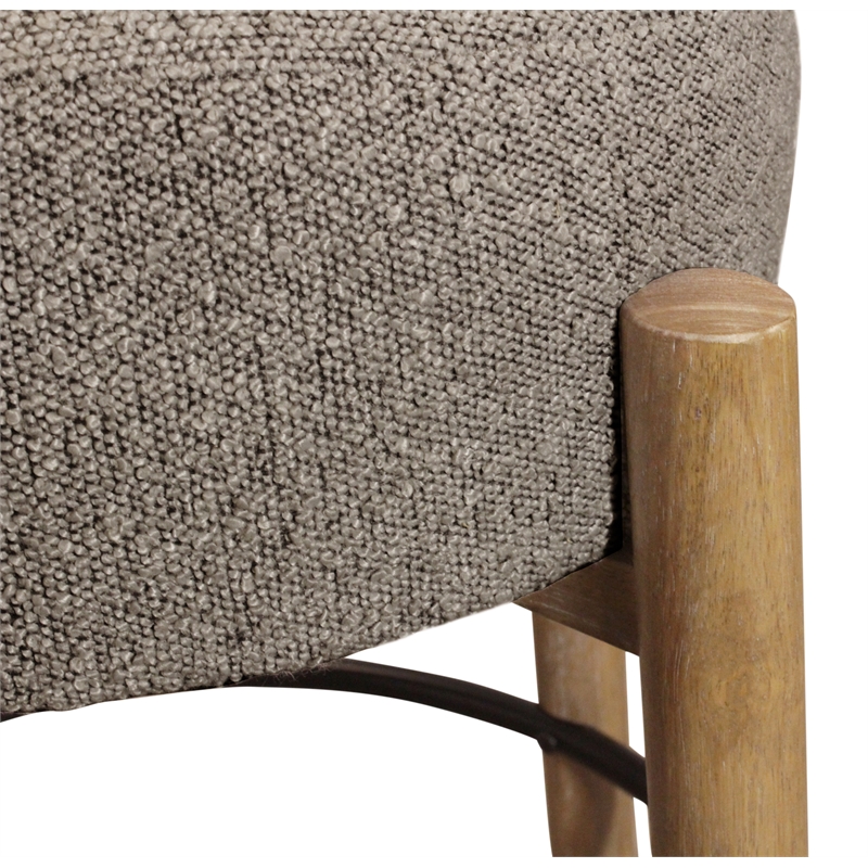 Natalia Barstool in Mid-century Modern Silver Boucle Fabric 2-Piece Set