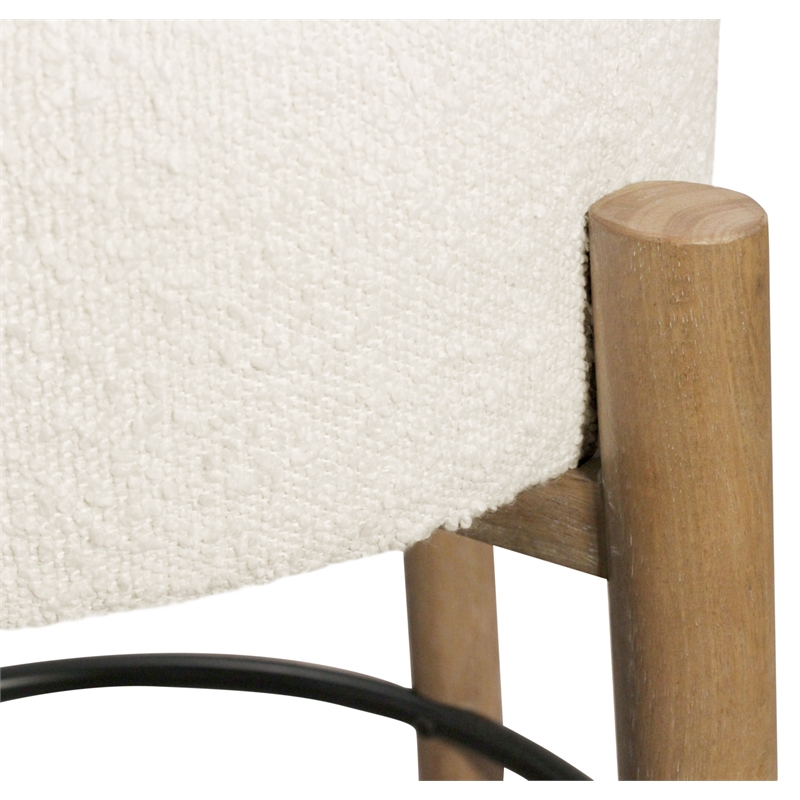 Natalia Barstool in Mid-century Modern Ivory Boucle Fabric 2-Piece Set