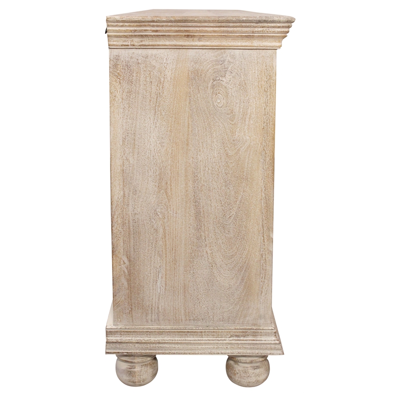 Carter 4-Door Sideboard in Distressed White Traditional Hand Carved Solid Wood