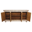 Carter 4-Door Sideboard in Distressed White Traditional Hand Carved Solid Wood
