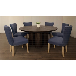 Sullivan 63&quot Dining Table Set with 3 Sets of Jill Blue Side Chairs