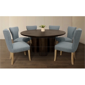 Sullivan 63&quot Dining Table Set with 3 Sets of Jill Denim Blue Side Chairs