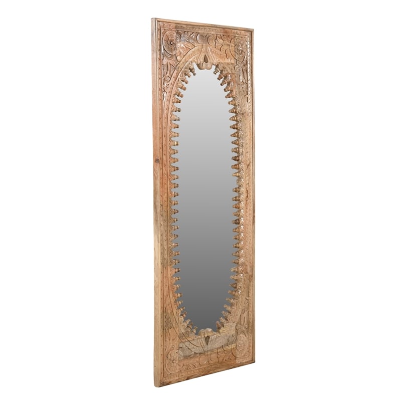 Kiara Mirror in Natural Finished Traditional Handcarved Solid Wood