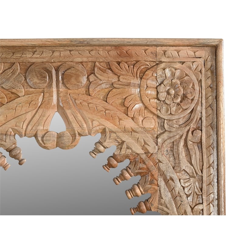 Kiara Mirror in Natural Finished Traditional Handcarved Solid Wood