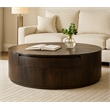 Flagstaff 2-Drawer Round Cocktail Table in Barista Brown on Solid Wood