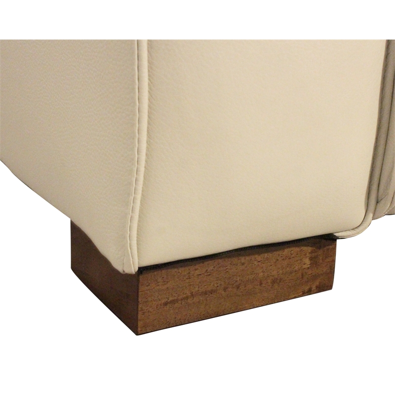 Riseholme Reclining Sofa in Contemporary Beige Authentic Full-Leather