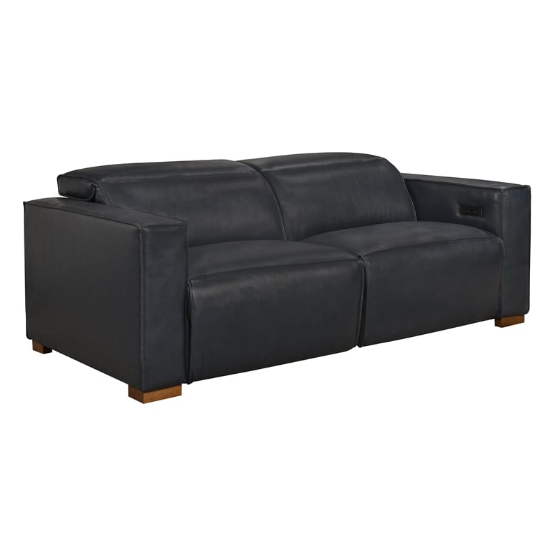 Riseholme Reclining Sofa in Contemporary Blue Authentic Full-Leather