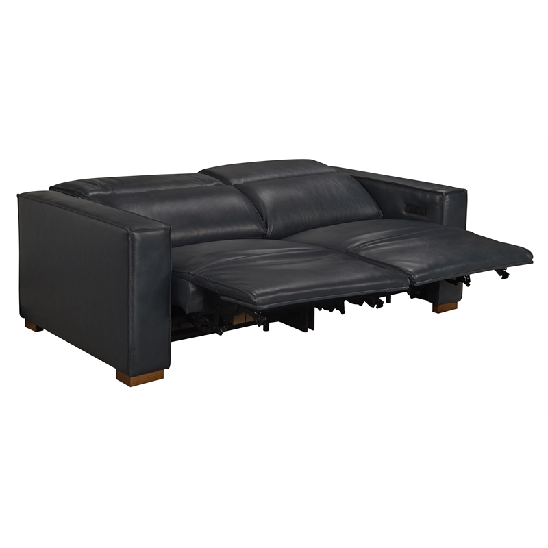 Riseholme Reclining Sofa in Contemporary Blue Authentic Full-Leather