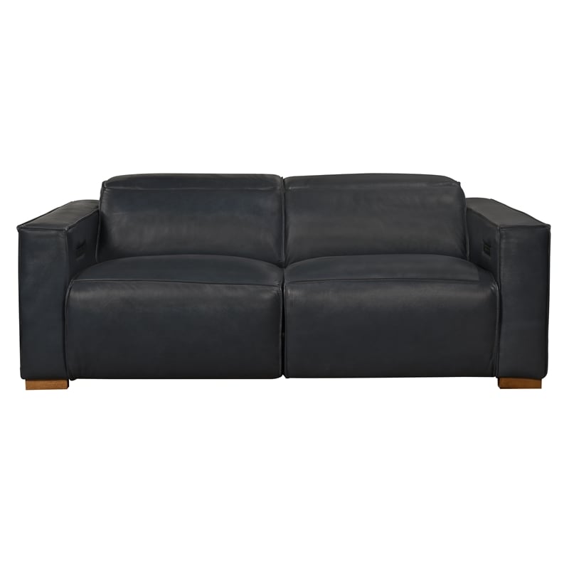 Riseholme Reclining Sofa in Contemporary Blue Authentic Full-Leather