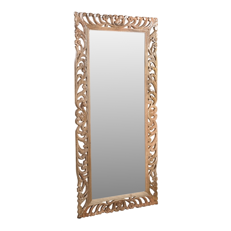 Margo Mirror in Natural Finished Traditional Handcarved Solid Wood