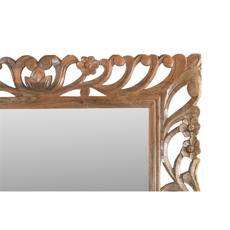 Margo Mirror in Natural Finished Traditional Handcarved Solid Wood