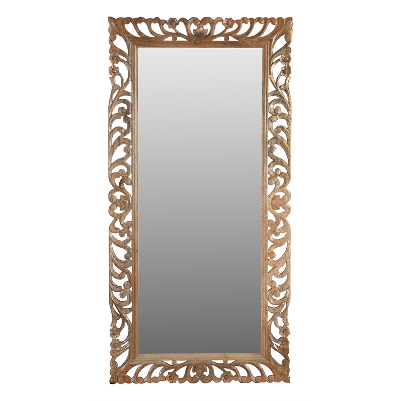 Margo Mirror in Natural Finished Traditional Handcarved Solid Wood