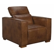 Riseholme Reclining Lounge Chair in Contemporary Tan Authentic Full-Leather