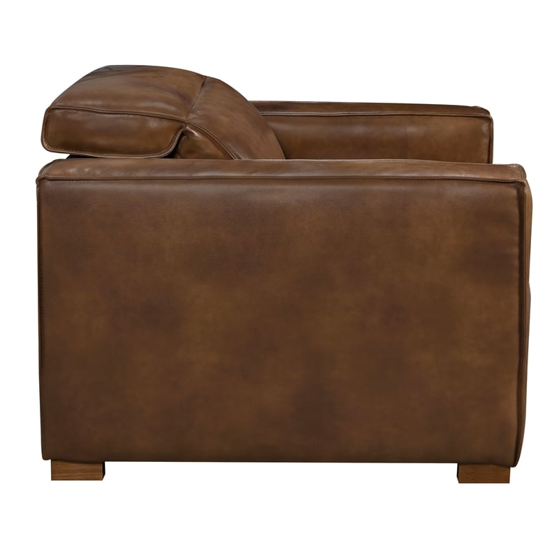 Riseholme Reclining Lounge Chair in Contemporary Tan Authentic Full-Leather