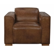 Riseholme Reclining Lounge Chair in Contemporary Tan Authentic Full-Leather