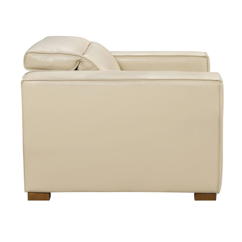 Riseholme Reclining Lounge Chair in Contemporary Beige Authentic Full-Leather