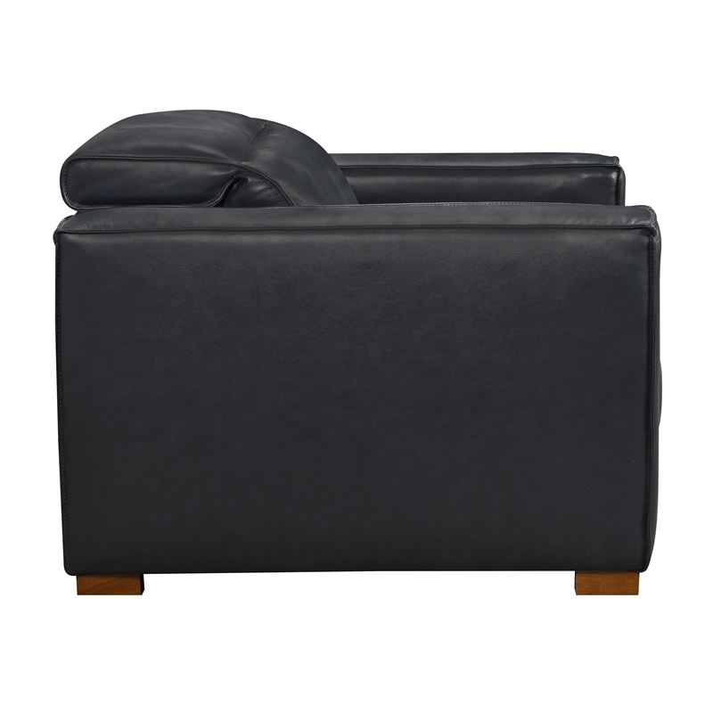 Riseholme Reclining Lounge Chair in Contemporary Blue Authentic Full-Leather