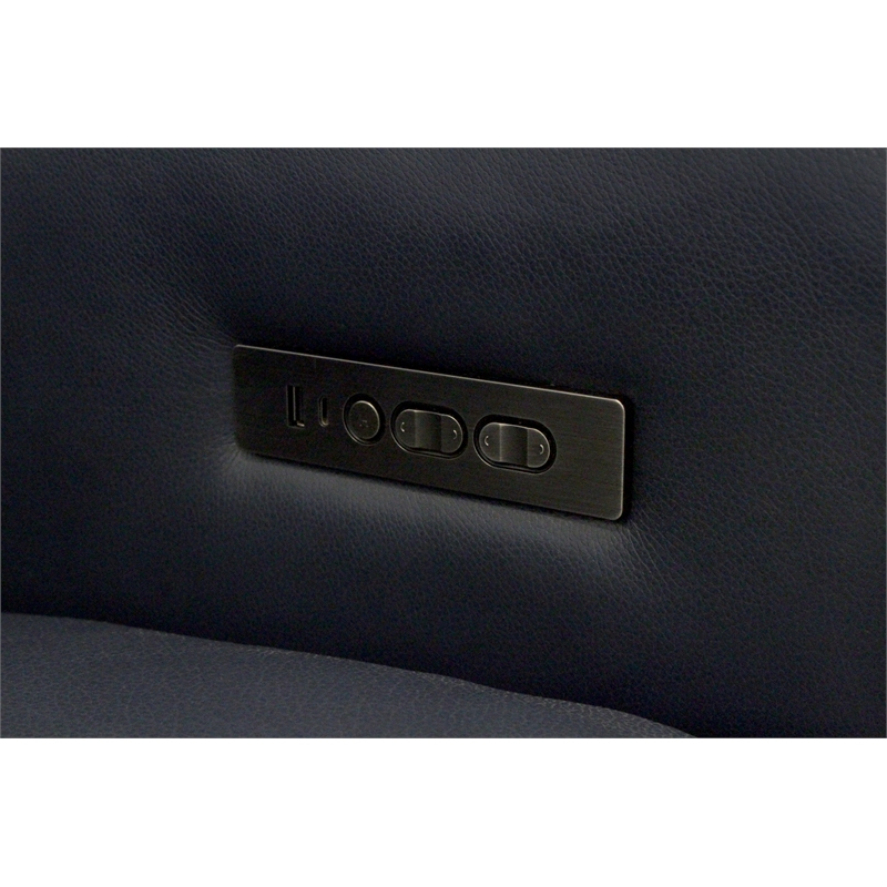 Riseholme Reclining Lounge Chair in Contemporary Blue Authentic Full-Leather