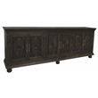 Athena 6-Door Sideboard in Antique Black with Traditional Carving on Solid Wood