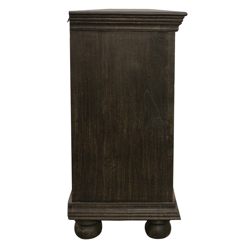 Athena 6-Door Sideboard in Antique Black with Traditional Carving on Solid Wood