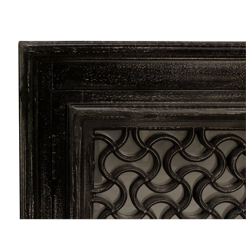 Juno 4-Door Sideboard in Antique Black with Traditional Carving on Solid Wood