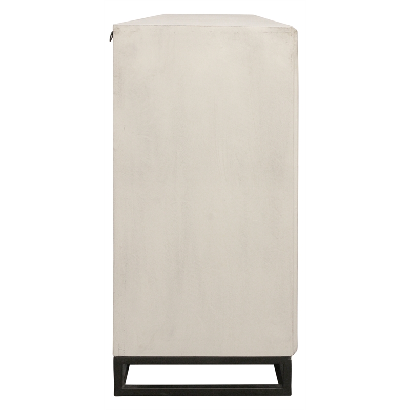 Juno 4-Door Sideboard in Distressed White with Traditional Carving on Solid Wood