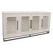 Juno 4-Door Sideboard in Distressed White with Traditional Carving on Solid Wood
