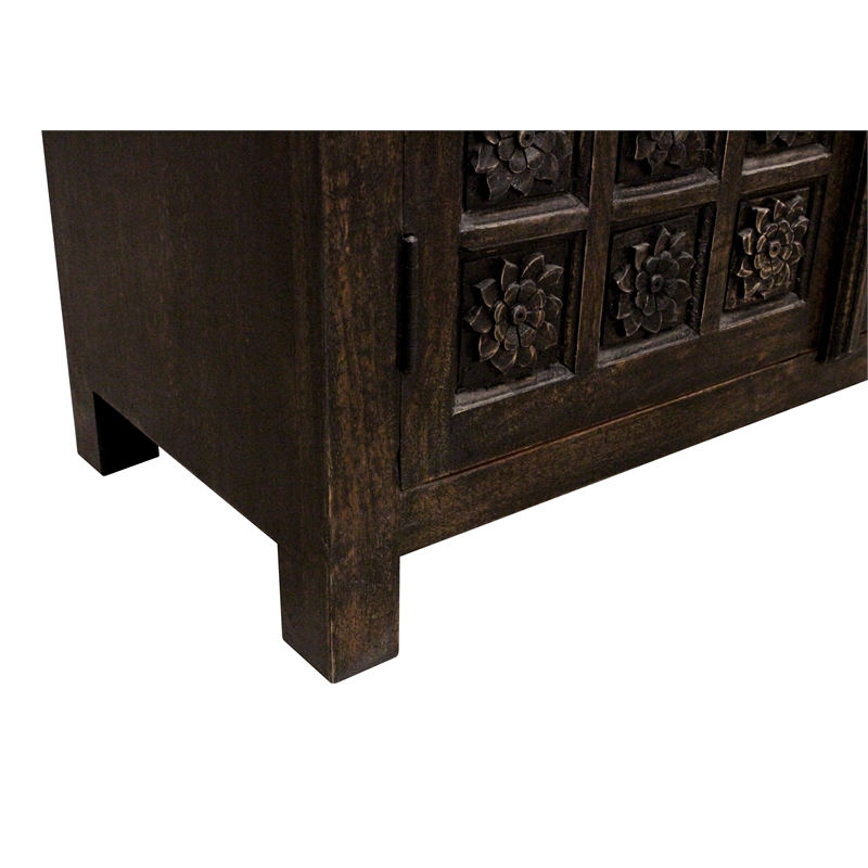Anisa 4-Door 4-Drawer Sideboard in Traditional Antique Black on Solid Wood