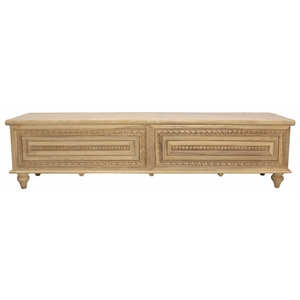 Noelle 71&quot Storage Bench in Traditional Distressed White on Teak Solid Wood
