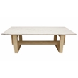 Bradford Rectangular Cocktail Table in Modern White Marble on Solid Wood Base
