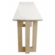 Bradford Rectangular Console Table in Modern White Marble on Solid Wood Base