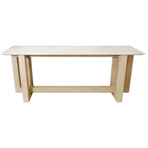Bradford Rectangular Console Table in Modern White Marble on Solid Wood Base