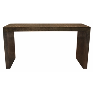 Landon 60&quot Console Table in Contemporary Stamped Brass Cladding on Solid Wood