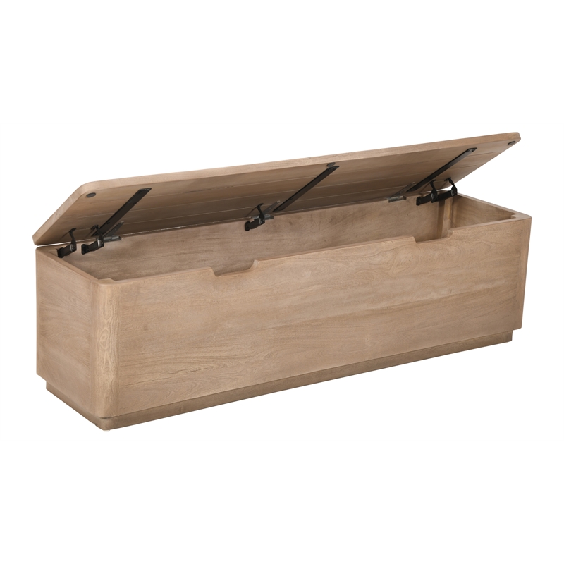 Argyle Storage Bench/Cocktail Table in Modern Light Ash Ivory Finish on Reclaimed Solid Wood