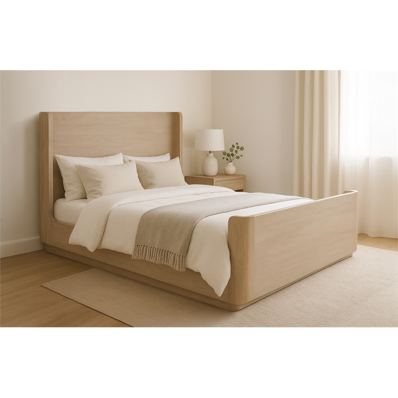 Argyle Queen Bed in Modern Light Ash Finish on Reclaimed Solid Wood