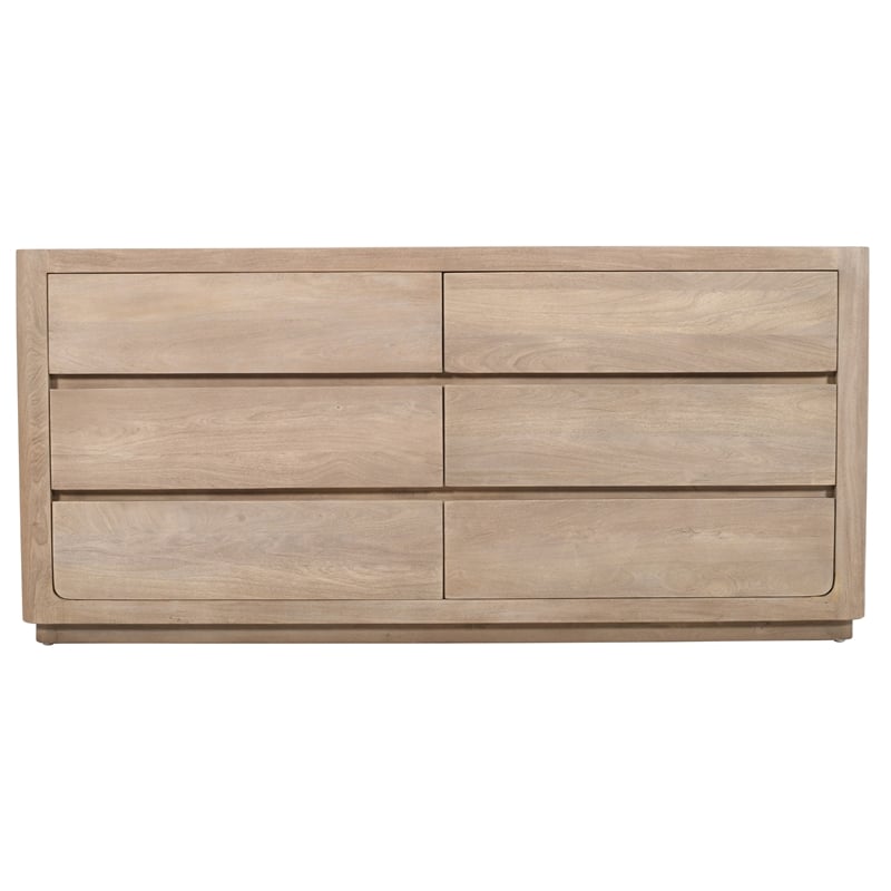 Argyle 6-Drawer Dresser in Modern Light Ash Ivory Finish on Reclaimed Solid Wood