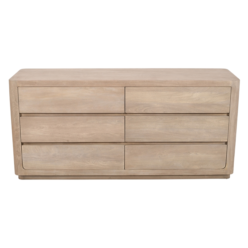 Argyle 6-Drawer Dresser in Modern Light Ash Ivory Finish on Reclaimed Solid Wood