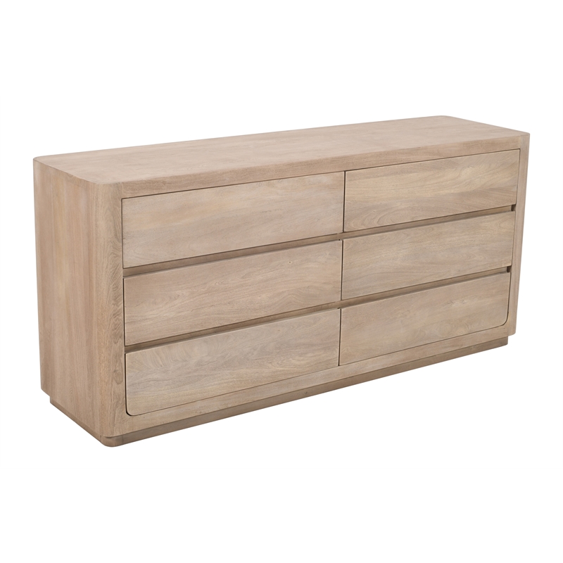 Argyle 6-Drawer Dresser in Modern Light Ash Ivory Finish on Reclaimed Solid Wood