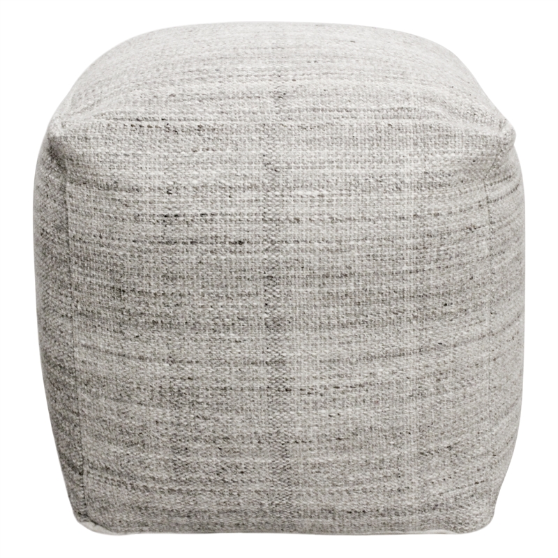 Remi Pouf in Handwoven Contemporary Salt and Pepper Gray Wool