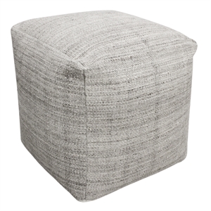 Remi Pouf in Handwoven Contemporary Salt and Pepper Gray Wool