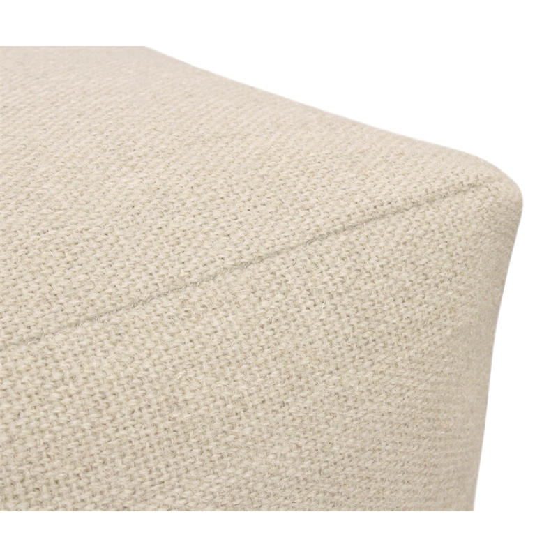 Remi Pouf in Handwoven Contemporary Ivory Wool
